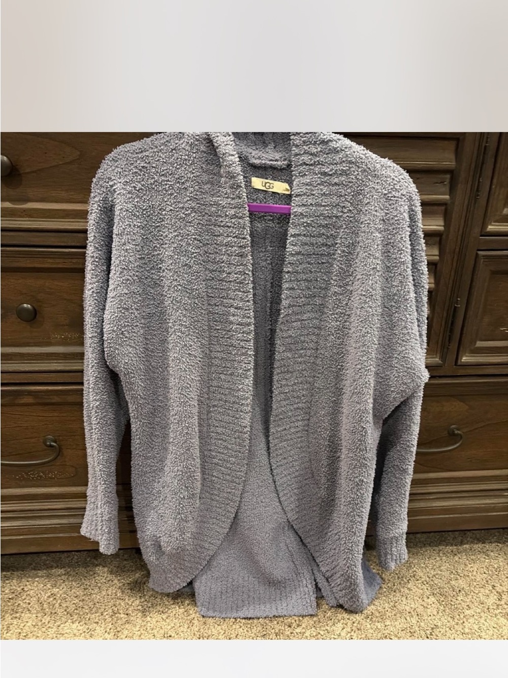 UGG Women's Light lilac /Gray Plush Open-Front Cardigan